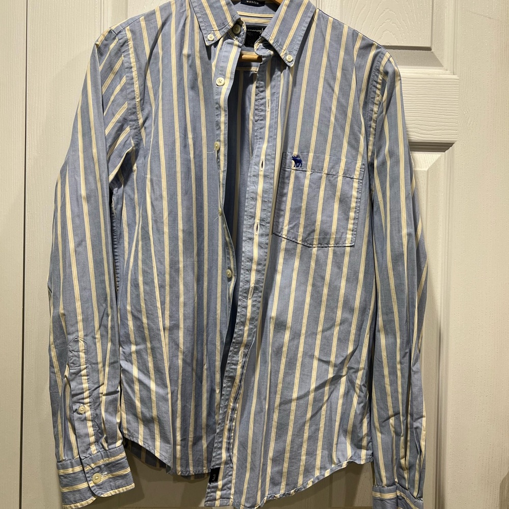 Abercrombie & Fitch Blue and Cream Striped Shirt